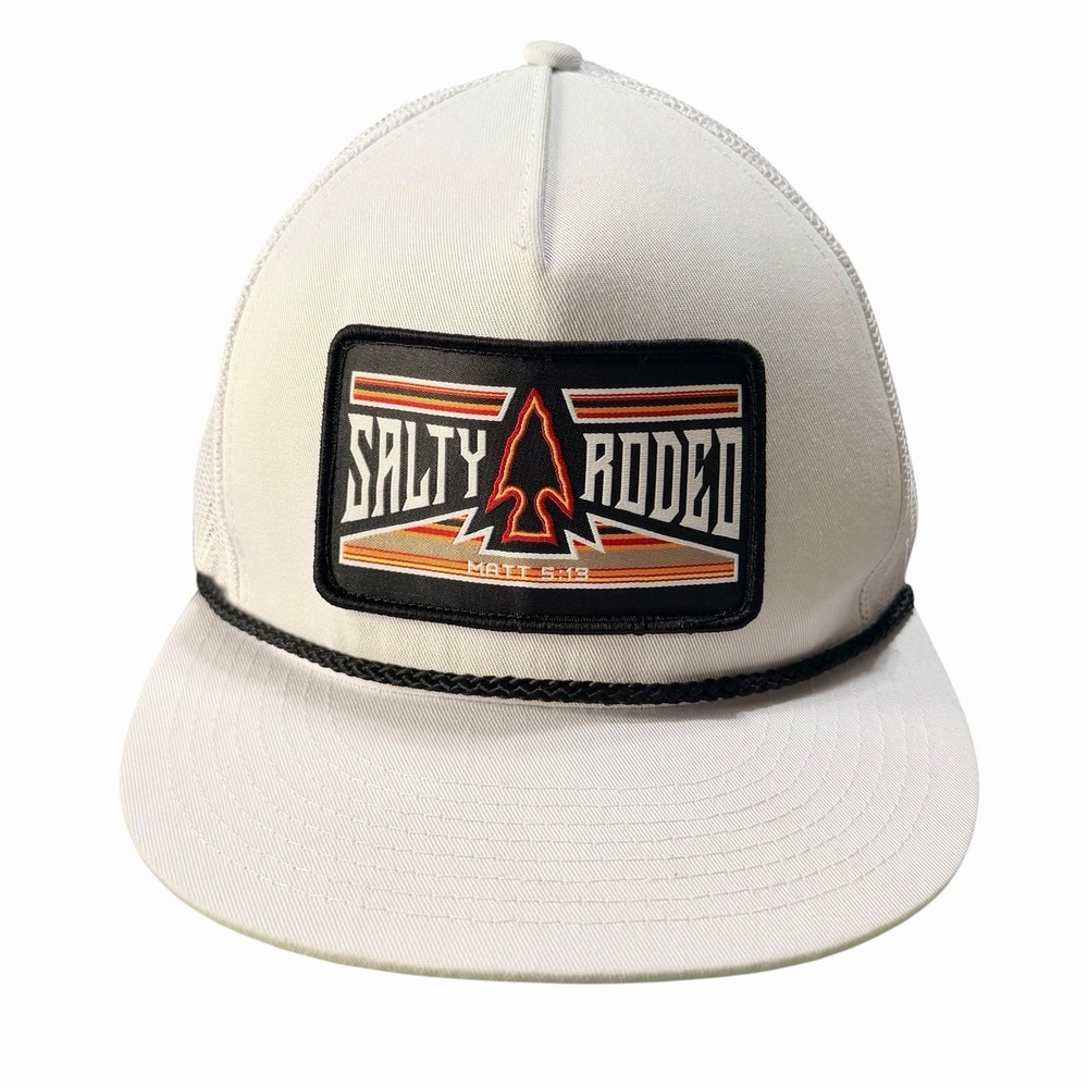 Salty Rodeo Trucker Hat Black White OS Mesh Back Texas Patch Snapback Adjustable